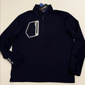 RLX Ralph Lauren 1/4 Zip Pullover Shirt Mens XL Blue Wicking Pocket NWT $148